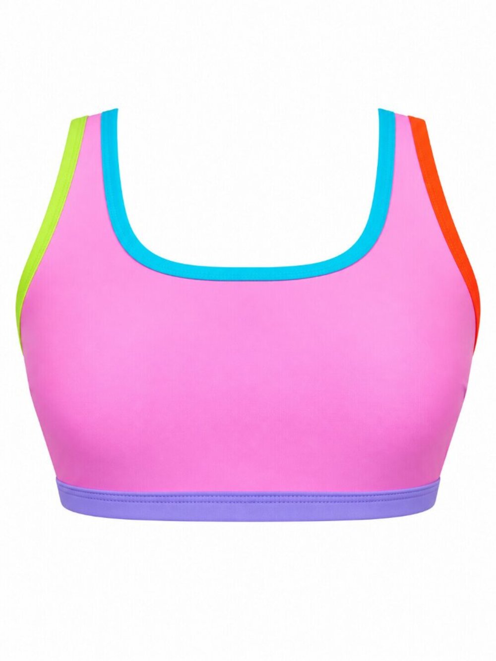 POPVIL Pink Colorblock Bikini Top Strappy Back NWT Size S